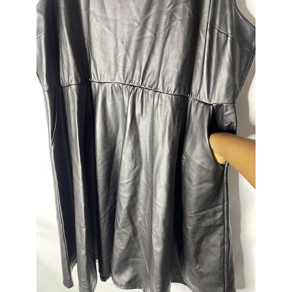 Torrid Womens Dress Faux Leather Black Plus 4 Sleeveless Fit & Flare Midi Length - Picture 3 of 9